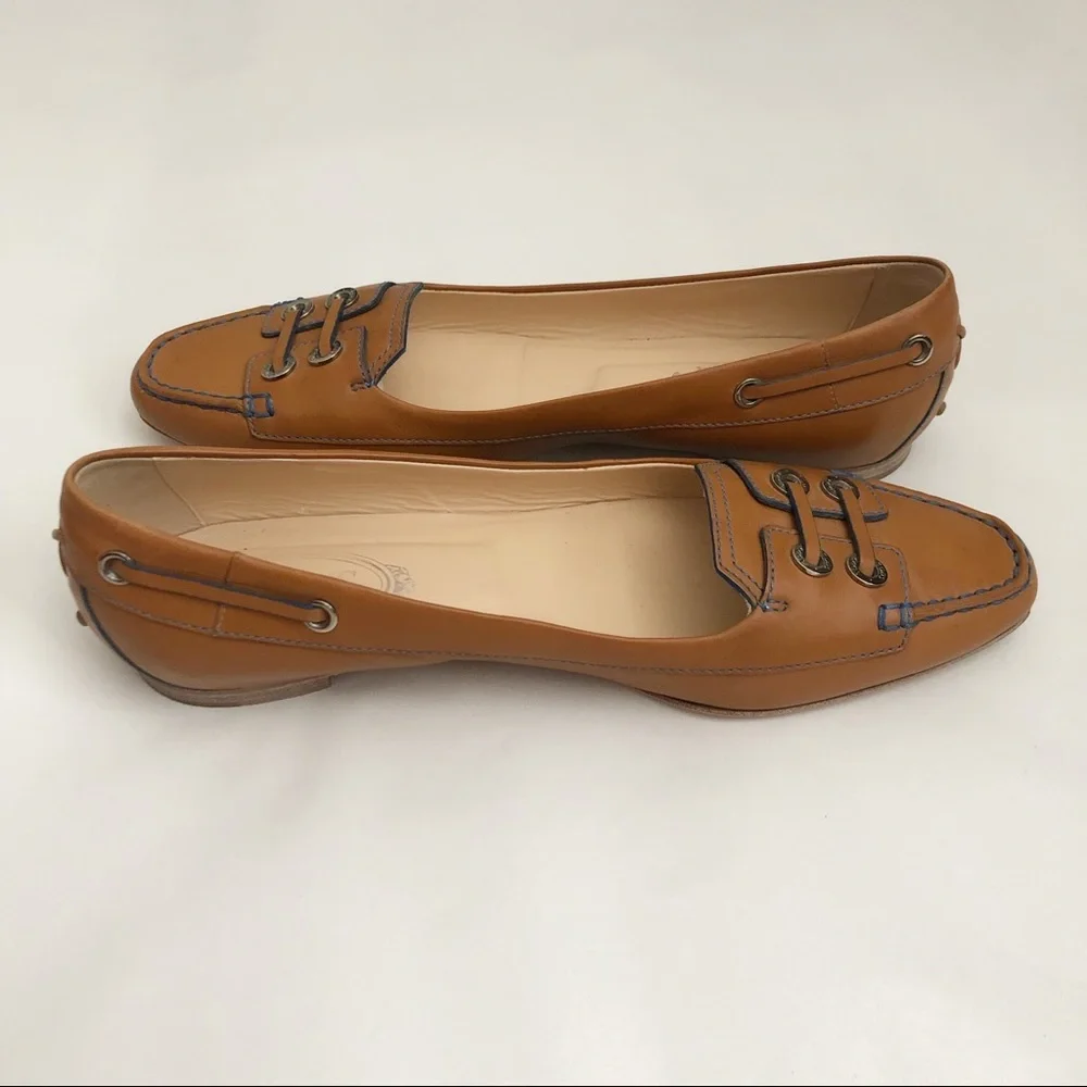 Tod’s Leather Ballerina Loafer Slip On Flats - Picture 1 of 11